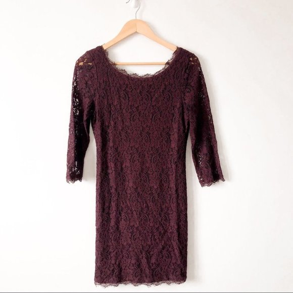 Aritzia Babaton Maroon Rafael Lace Dress Sz 6 - Picture 5 of 11